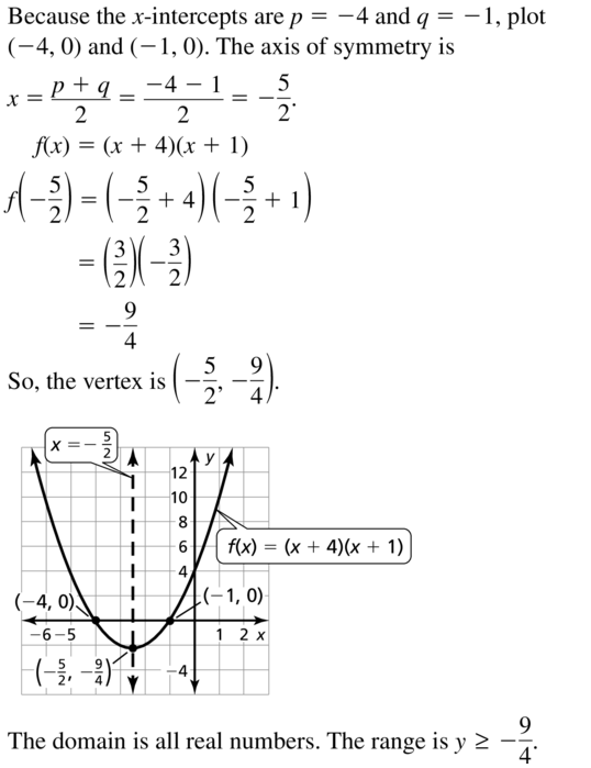 Big Ideas Math Answers Algebra 1 Chapter 8 Graphing Quadratic Functions 8.5 a 7