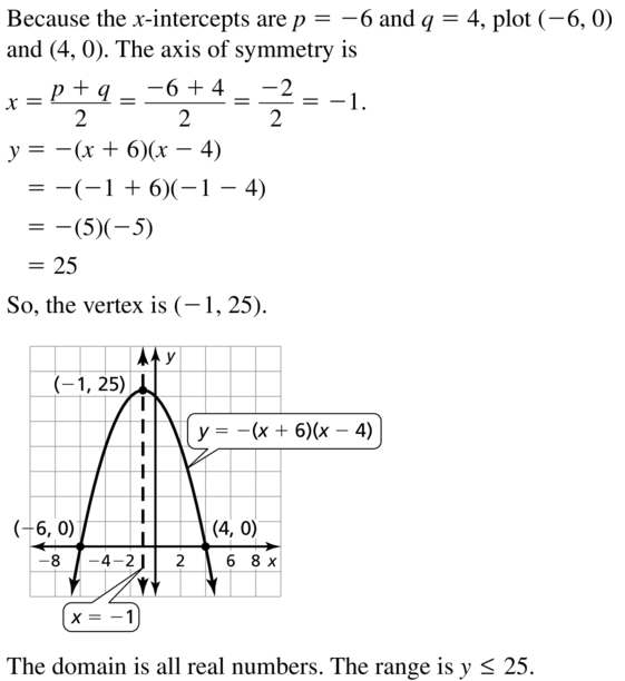 Big Ideas Math Answers Algebra 1 Chapter 8 Graphing Quadratic Functions 8.5 a 9