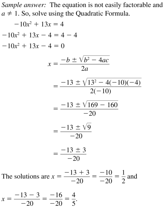 Big Ideas Math Answers Algebra 1 Chapter 9 Solving Quadratic Equations 9.5 a 37