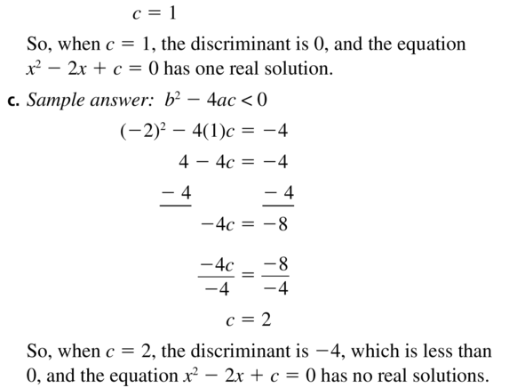 Big Ideas Math Answers Algebra 1 Chapter 9 Solving Quadratic Equations 9.5 a 57.2