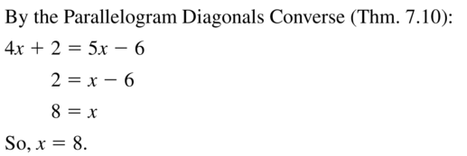 Big Ideas Math Geometry Answer Key Chapter 7 Quadrilaterals and Other Polygons 7.3 a 13