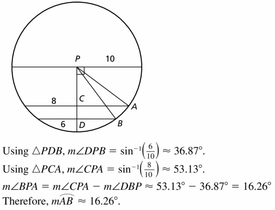 Big Ideas Math Geometry Answers Chapter 10 Circles 10.3 Ans 21
