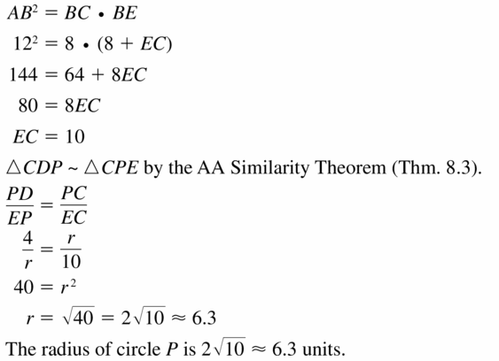 Big Ideas Math Geometry Answers Chapter 10 Circles 10.6 Ans 25