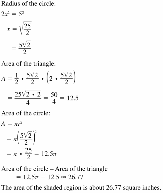 Big Ideas Math Geometry Answers Chapter 11 Circumference, Area, and Volume 11.2 Ques 27.1