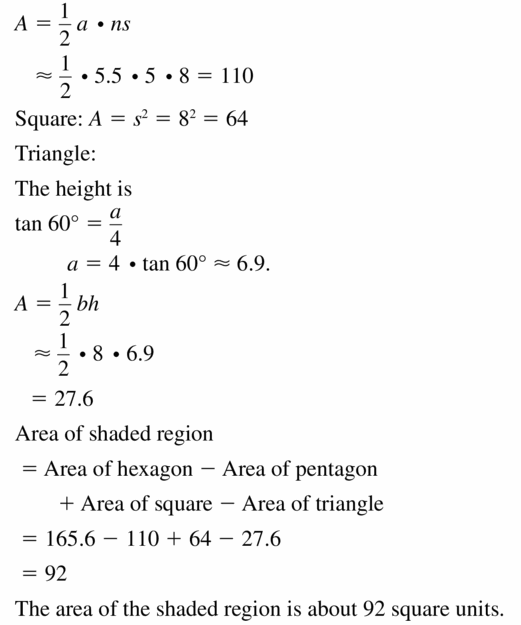 Big Ideas Math Geometry Answers Chapter 11 Circumference, Area, and Volume 11.3 Ques 49.2