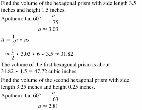 Big Ideas Math Geometry Answers Chapter 11 Circumference, Area, and Volume 11.6 Ques 25.1