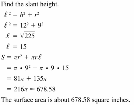 Big Ideas Math Geometry Answers Chapter 11 Circumference, Area, and Volume 11.7 Ques 5
