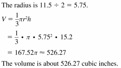 Big Ideas Math Geometry Answers Chapter 11 Circumference, Area, and Volume 11.7 Ques 9