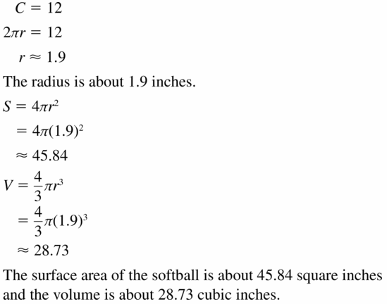 Big Ideas Math Geometry Answers Chapter 11 Circumference, Area, and Volume 11.8 Ques 29
