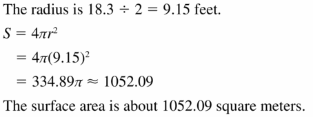 Big Ideas Math Geometry Answers Chapter 11 Circumference, Area, and Volume 11.8 Ques 5