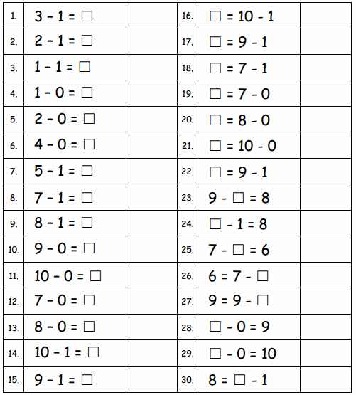 Eureka Math Grade 1 Module 1 Lesson 34 Sprint Answer Key 2