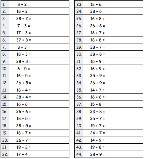 Eureka Math Grade 2 Module 8 Lesson 10 Sprint Answer Key 1