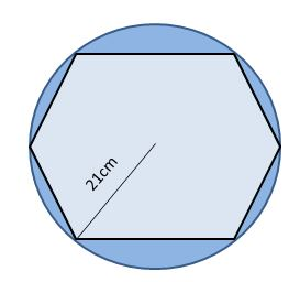Regular Hexagon Inscribed in a Circle Shaded Region