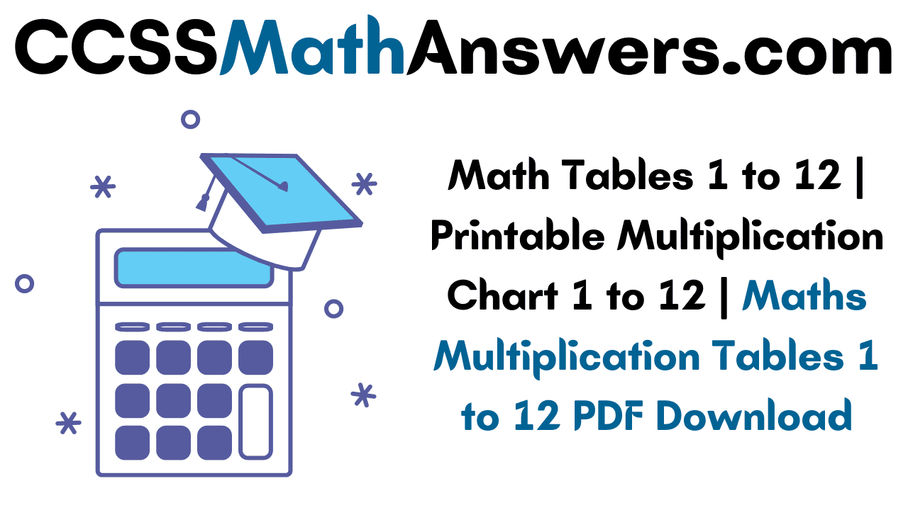 Math Tables 1 to 12