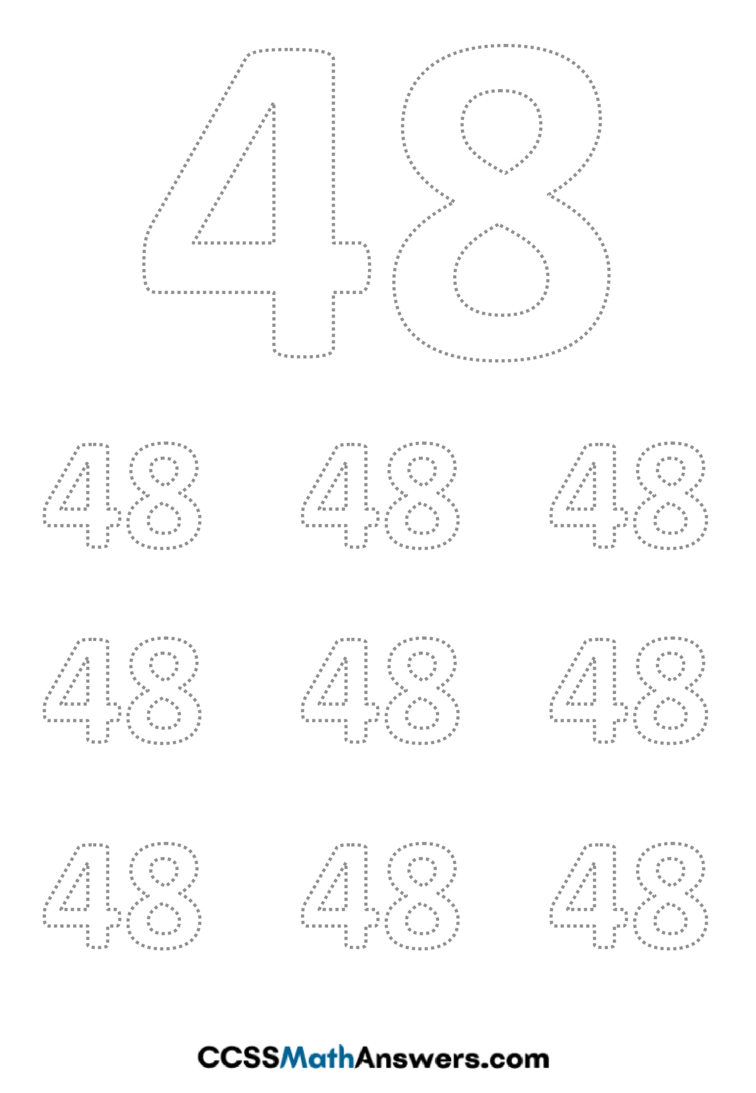 Worksheet on Number Forty Eight