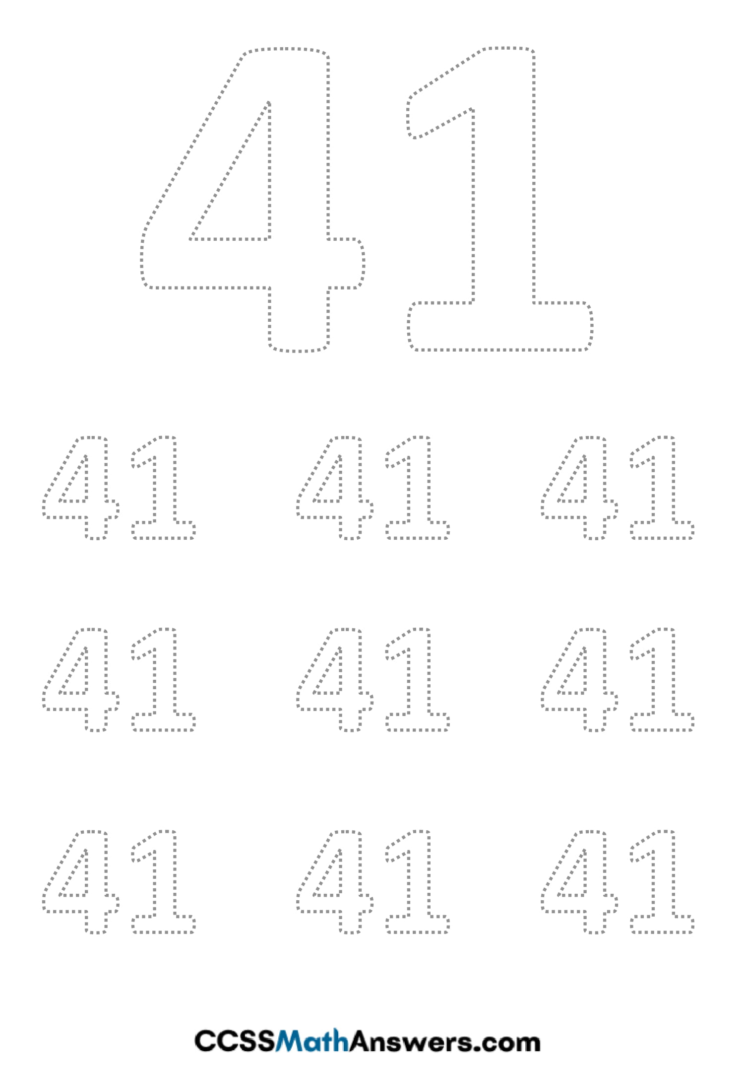 Worksheet on Number Forty One