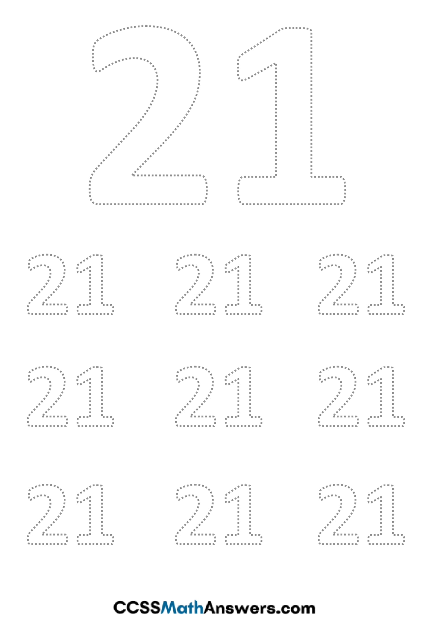 Worksheet On Number 21 Number 21 Tracing Worksheets Free Printable 