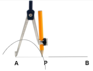 Construction of an angle by compass - step2
