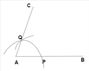 Construction of an angle by compass - step4