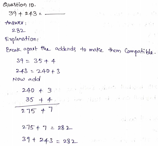 Go Math Grade 3 Answer Key Chapter 1 Addition and Subtraction within 1,000 Page 47 Q10