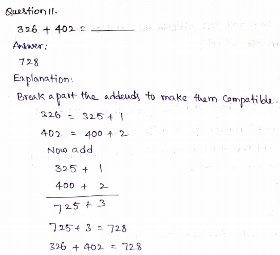 Go Math Grade 3 Answer Key Chapter 1 Addition and Subtraction within 1,000 Page 47 Q11