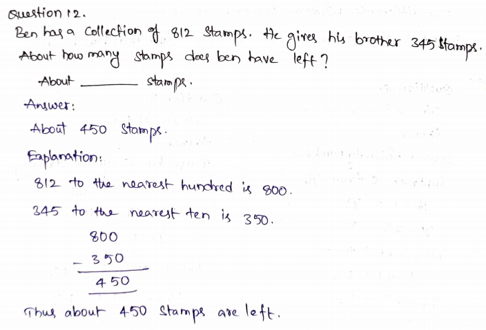 Go Math Grade 3 Answer Key Chapter 1 Addition and Subtraction within 1,000 Page 53 Q12