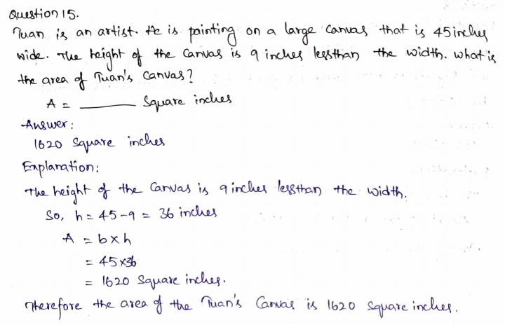 Go Math Grade 4 Answer Key Chapter 13 Algebra Perimeter and Area Page 726 Q15