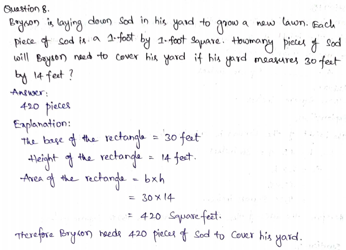 Go Math Grade 4 Answer Key Chapter 13 Algebra Perimeter and Area Page 727 Q8