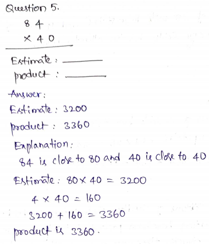 Go Math Grade 4 Answer Key Chapter 3 Multiply 2-Digit Numbers Page 175 Q5