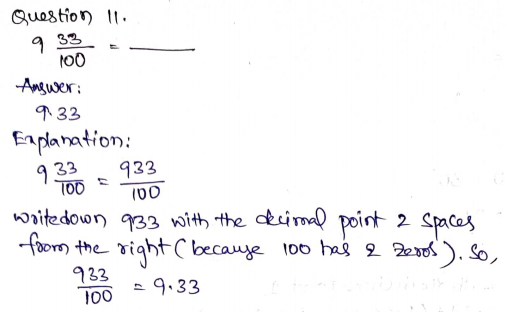 Go Math Grade 4 Answer Key Chapter 9 Relate Fractions and Decimals Page 503 Q11