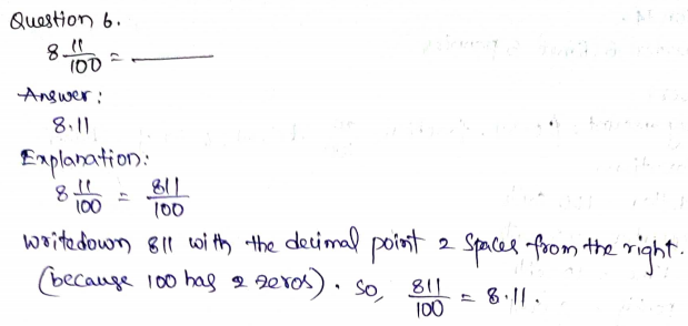 Go Math Grade 4 Answer Key Chapter 9 Relate Fractions and Decimals Page 505 Q6