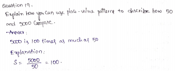Go Math Grade 5 Answer Key Chapter 1 Place Value, Multiplication, and Expressions Page 7 Q19