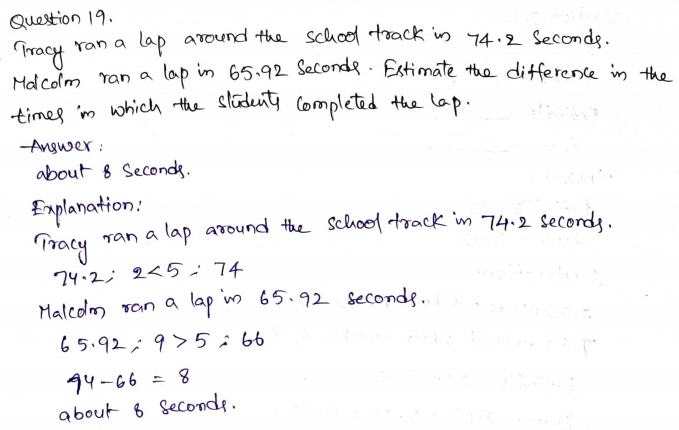 Go Math Grade 5 Answer Key Chapter 3 Add and Subtract Decimals Page 138 Q19