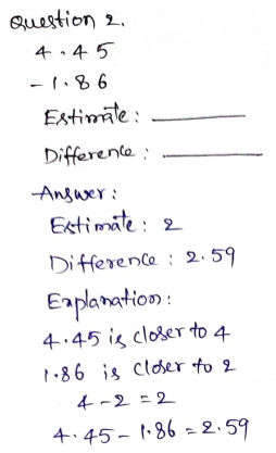 Go Math Grade 5 Answer Key Chapter 3 Add and Subtract Decimals Page 144 Q2