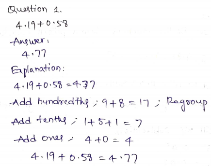 Go Math Grade 5 Answer Key Chapter 3 Add and Subtract Decimals Page 156 Q1