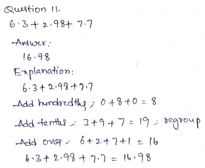 Go Math Grade 5 Answer Key Chapter 3 Add and Subtract Decimals Page 157 Q11