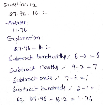 Go Math Grade 5 Answer Key Chapter 3 Add and Subtract Decimals Page 157 Q12