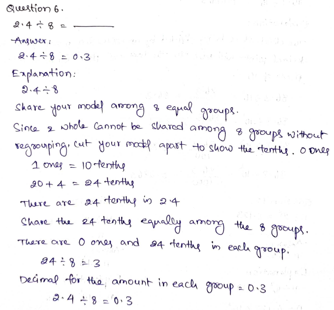 Go Math Grade 5 Answer Key Chapter 5 Divide Decimals Page 207 Q6