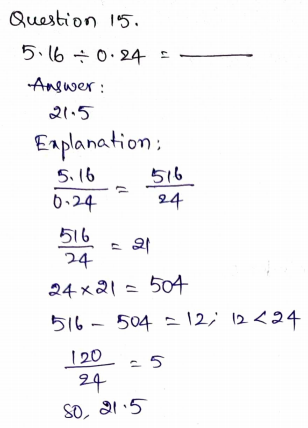 Go Math Grade 5 Answer Key Chapter 5 Divide Decimals Page 229 Q15