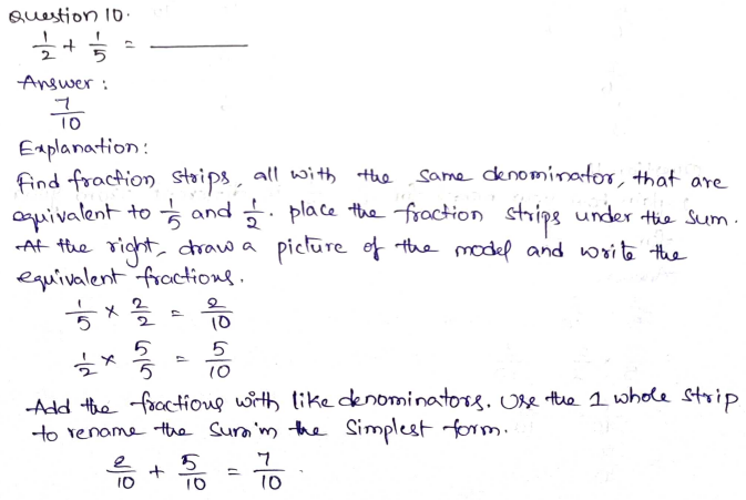 Go Math Grade 5 Answer Key Chapter 6 Add and Subtract Fractions with Unlike Denominators Page 245 Q10
