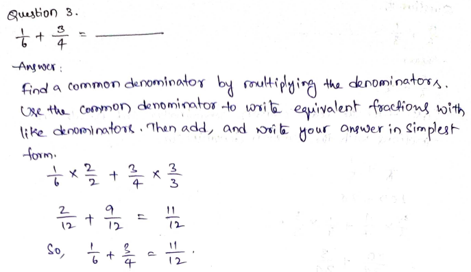 Go Math Grade 5 Answer Key Chapter 6 Add and Subtract Fractions with Unlike Denominators Page 260 Q3