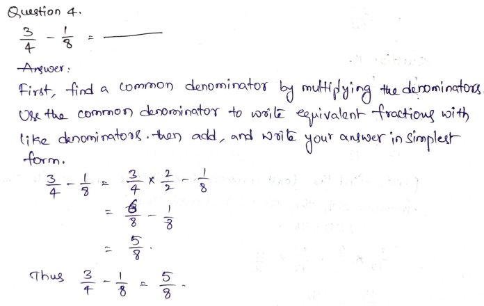 Go Math Grade 5 Answer Key Chapter 6 Add and Subtract Fractions with Unlike Denominators Page 260 Q4