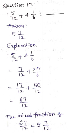 Go Math Grade 5 Answer Key Chapter 6 Add and Subtract Fractions with Unlike Denominators Page 267 Q17