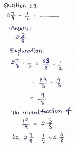 Go Math Grade 5 Answer Key Chapter 6 Add and Subtract Fractions with Unlike Denominators Page 267 Q23
