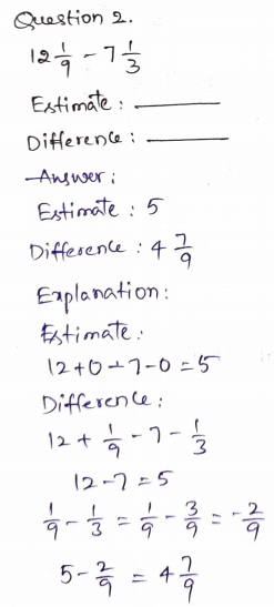 Go Math Grade 5 Answer Key Chapter 6 Add and Subtract Fractions with Unlike Denominators Page 270 Q2