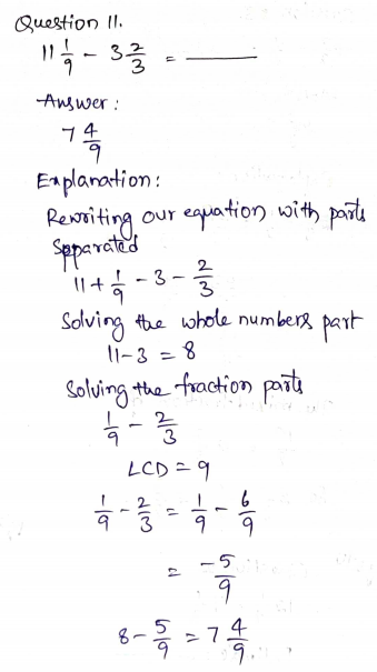 Go Math Grade 5 Answer Key Chapter 6 Add and Subtract Fractions with Unlike Denominators Page 271 Q11