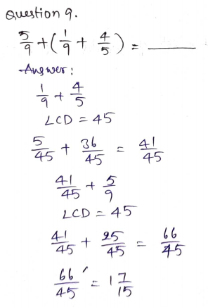 Go Math Grade 5 Answer Key Chapter 6 Add and Subtract Fractions with Unlike Denominators Page 283 Q9