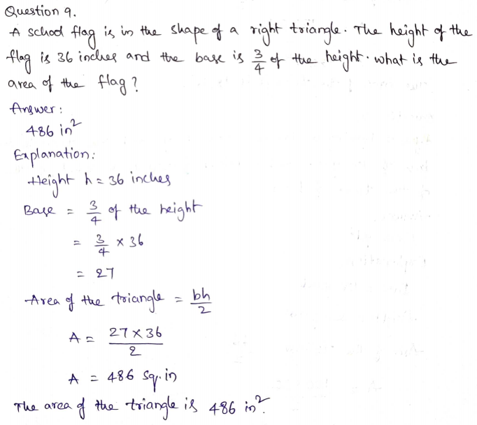 Go Math Grade 6 Answer Key Chapter 10 Area of Parallelograms Page 541 Q9