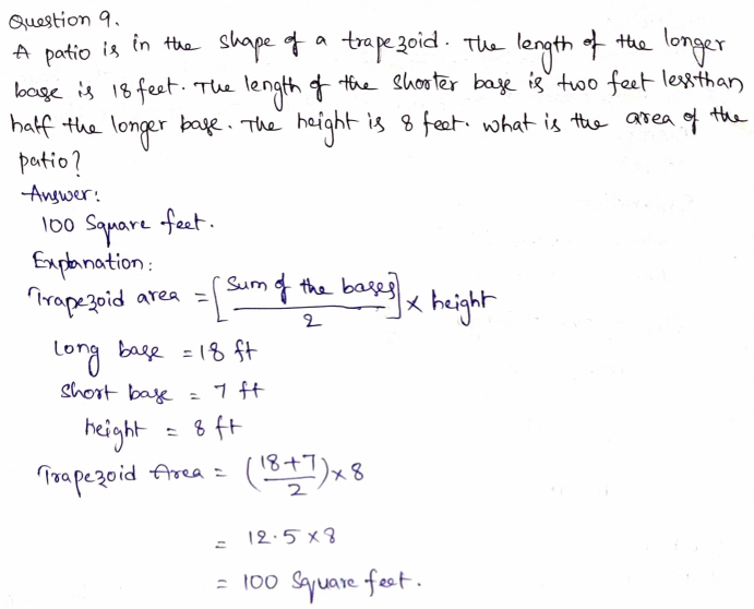 Go Math Grade 6 Answer Key Chapter 10 Area of Parallelograms Page 553 Q9