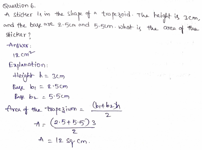Go Math Grade 6 Answer Key Chapter 10 Area of Parallelograms Page 555 Q6